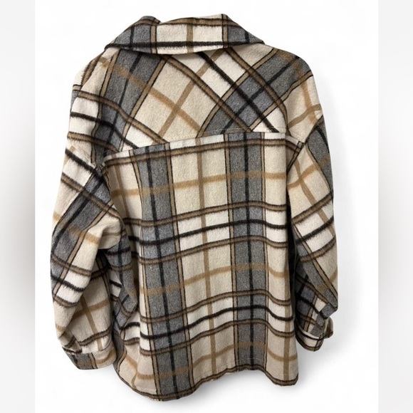 Zara Plaid Shirt Jacket Shacket Women XS Plaid Oversized Long Sleeve Button Up - Picture 4 of 6